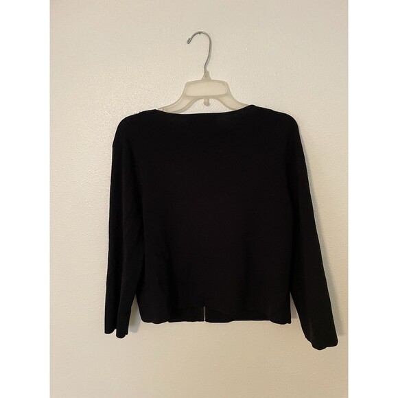 Cable & Gauge Black Open Cardigan Sweater w/Beads/Jewels Size Large - Picture 2 of 4